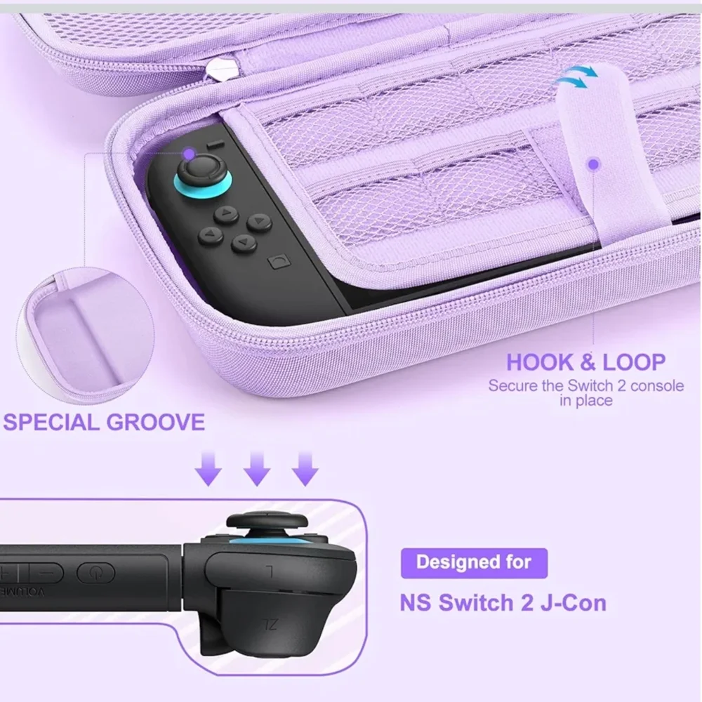 Lavender Nintendo Switch 2 Carrying Case Travel Storage Organizer NWOT